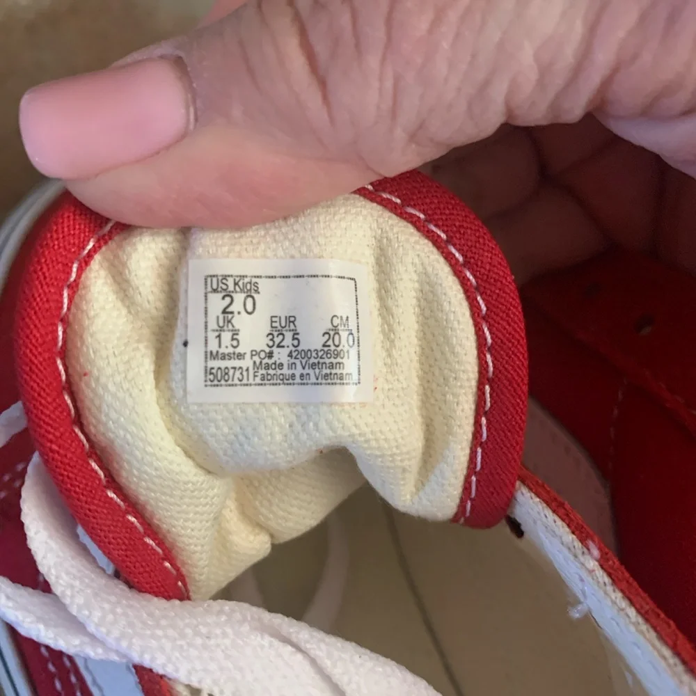 Vans Kids Old Skool Red and White Tennis Shoes - Picture 6 of 7
